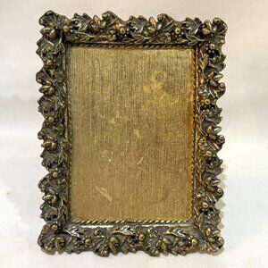 VTG Mementos Gold Gilt Brass Floral Cannetille Rectangular Photo Frame